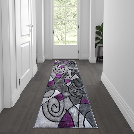 Flash Furniture Purple 2' x 7' Abstract Design Accent Rug ACD-RGTRZ860-27-PU-GG